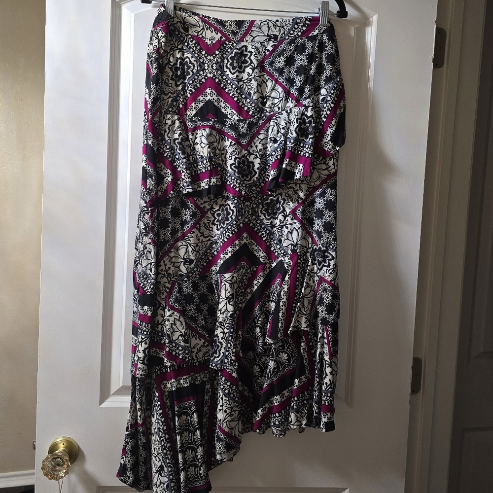 Cato Asymmetrical Black and Pink Women's Skirt